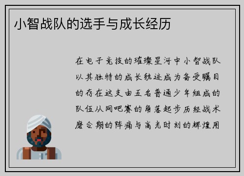 小智战队的选手与成长经历